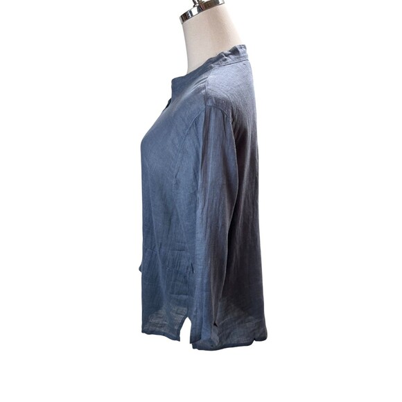 Click Top Women's Size Large Gray Color Me Cotton 100% Linen Button Up - Picture 2 of 6